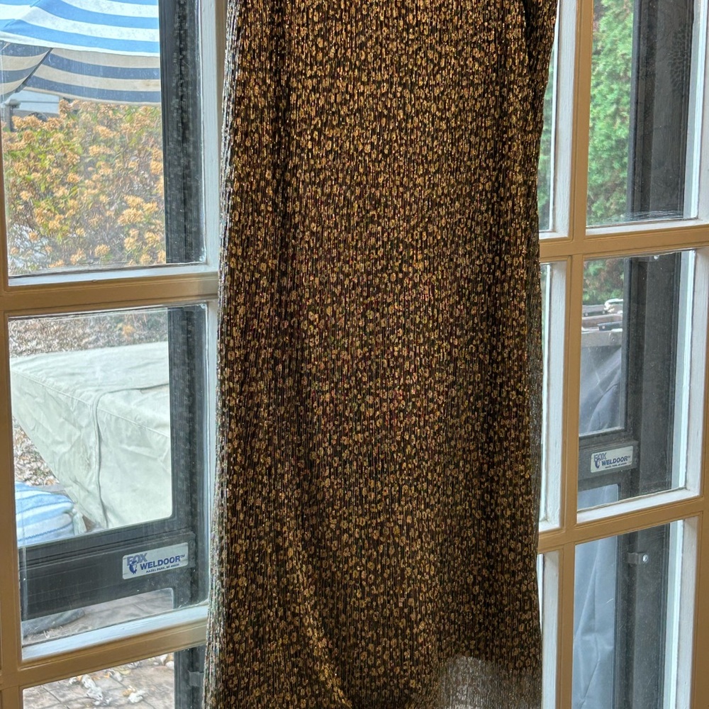 Anthropologie Black Maxi Skirt with Small Floral Print
